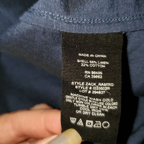 Theory Men´s Zack Ramiro Linen Cotton Blend Button Front Long Sleeve Shirt M - Picture 11 of 11